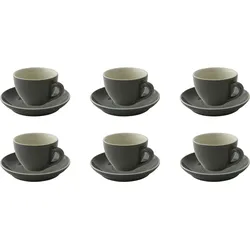 palmer colors Kaffeetassen - 6er-Set, Porzellan, anthrazit grau, 18 cl – 14 cm moderne, kompakte Form, für Kaffee, Cappuccino, Tee und Kaffee