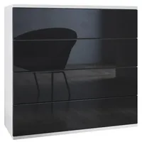 Vladon Kommode, Schwarz Hochglanz, 76x76x35 cm, Wohnzimmer, Kommoden &