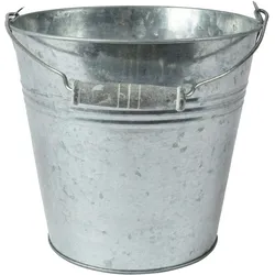 Decoris 1 Blumentopf Eimer Zink 11x10cm innen & außen Holzgriff Übertopf Metall Blumenübertopf Deko Garten Pflanzentopf Gartendeko Balkondeko Terrassendeko