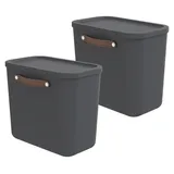 Rotho Aufbewahrungsbox Maloja 40 x 23,5 x 34 cm 2-tlg. schwarz