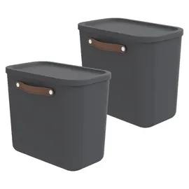 Rotho Aufbewahrungsbox Maloja 40 x 23,5 x 34 cm 2-tlg. schwarz