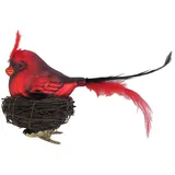 Krebs Glas Lauscha Weihnachtsornament Vogel im Nest Rot 1-tlg. 9cm