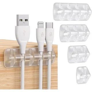 Syncwire Kabelclips Kabelhalter [5 Stück] Vielzwecke Kabelführung Kabel Organizer Set für Schreibtisch, Netzkabel, USB Ladekabel, Audiokabel, Ladekabeln usw - Transparent, SW-CC649