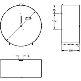 kwc aquarotter gmbh KWC Wc-großrollenhalter, RODAN, Edst., 269x269x116 mm, Aufputz, Rolle 260 mm,