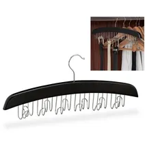 Relaxdays 2 x Gürtelhalter Holz, schwarz schwarz/silber