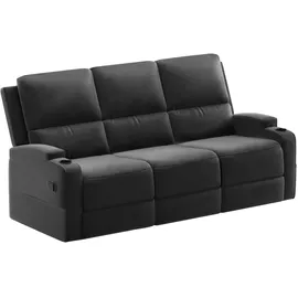 OTTO home 3-Sitzer OTTO HOME "Napori", schwarz, B:207cm H:105cm T:94cm, Polyester 40% / Polyurethane 60%, Sofas, Kinosofa mit 2 x Relaxfunktion und Getränkehalter
