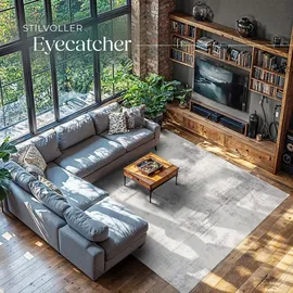 Tectake Nadira Kurzflorteppich 240 x 340 cm Beige/Grau