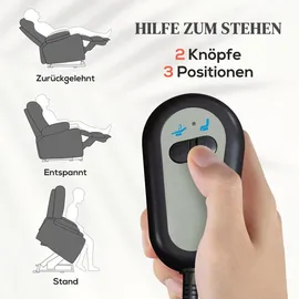 Homcom Fernsehsessel mit Aufstehhilfe Relaxsessel mit Liegefunktion, Leinenoptik, TV-Sessel mit Seitentasche und Fernbedienung, für Wohnzimmer, Sessel, Fernsehsessel