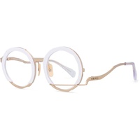 HPIRME Retro Runde Brillengestelle Unregelmäßige Männer Frauen Handgefertigte Brillen, Weiß, Gold, Einheitsgröße - Einheitsgröße
