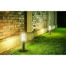 GTV Lighting Gartenleuchte Milan-P Edelstahl 45 cm E27 IP44 1 Stück Silber/Weiß