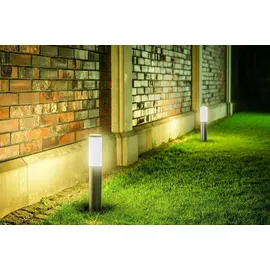 GTV Lighting Gartenleuchte Milan-P Edelstahl 45 cm E27 IP44 1 Stück Silber/Weiß
