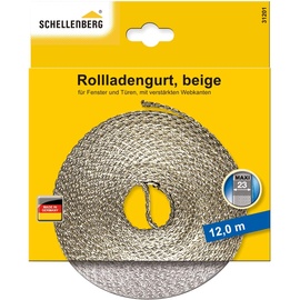 SCHELLENBERG 31201 Rolladengurt 23 mm 12 m System MAXI, Rollladengurt, Gurtband, Rolladenband, beige