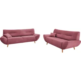 Home Affaire Polstergarnitur HOME AFFAIRE "Drago, modern und zeitlos, aktuelle Formensprache, komfortabel", schwarz (brombeere), H:81cm T:90cm, 100% Polyester, Sitzmöbel-Sets, als Sessel/Polsterecke erhältlich, versch. Stoffe, inkl. 2 Zierkissen