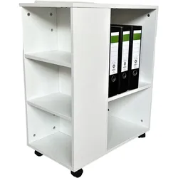 Druckertisch Büro Rollen Druckerständer Organizer Rollschrank LEON weiß