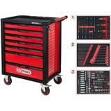 KS Tools RACINGline SCHWARZ/ROT Werkstattwagen mit 7 Schubladen und 215 Premium-Werkzeugen