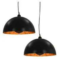 VidaXL Deckenleuchten 2 Stk. Schwarz und Gold Halbkugelförmig 40cm