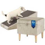 WoofPuff Elite Hunderampe 2in1 | Sitzpouf & klappbare Rampe für Hunde | sicheres Einsteigen auf Sofa | rutschfest | handgefertigt | Premium Samtstoff Torre | Farbe: Torre02