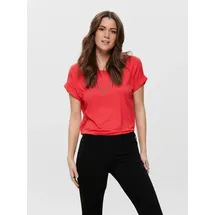Only T-Shirt ONLMOSTER – Kurzarmshirt mit Aufschlag und klassischem Look Viskosemischung, regular fit rot XS (34)