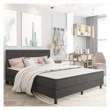 vidaXL Boxspringbett Dunkelgrau Stoff 180x200 cm