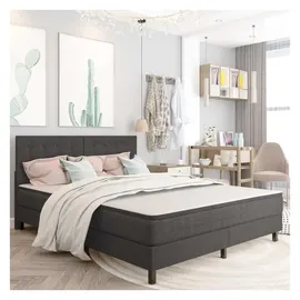 vidaXL Boxspringbett Dunkelgrau Stoff 180x200 cm