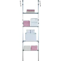 Teleskopregal RUCO, silber (alu, silber), Aluminium, Regale, 4 Böden, höhenverstellbar, Aluminium/Kunststoff