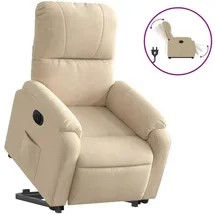 vidaXL Relaxsessel mit Aufstehhilfe Mikrofasergewebe 89,5 x 103,5 x 0 cm Creme elektrisch