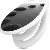 banjado Familien WC Sitz mit Absenkautomatik 44,9x37,1cm - Klobrille mit Kindersitz aus hochwertigem Polypropylen - Toilettendeckel mit Kinder Toilettensitz integriert - Motiv Schwarze Steine