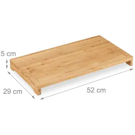Relaxdays Schneidebrett Bambus, 2er Set, rutschfest, Saftrille, XXL Küchenbrett, HxBxT: 5 x 52 x 29 cm, Hackbrett, natur