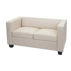 Mendler 2er Sofa Couch Loungesofa Lille ~ Kunstleder, creme