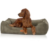 Knuffelwuff orthopädisches Hundebett aus Cord mit Handwebcharakter Nunavut XXL 120 x 85cm Khaki - Abnehmbarer Bezug - waschbar - für große, mittelgroße und kleine Hunde