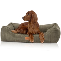 Knuffelwuff orthopädisches Hundebett aus Cord mit Handwebcharakter Nunavut XXL 120 x 85cm Khaki - Abnehmbarer Bezug - waschbar - für große, mittelgroße und kleine Hunde