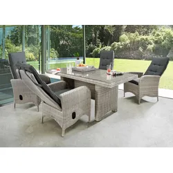 Garten-Essgruppe DESTINY "PALMA LUNA", weiß (vintage weiß), Polyester, Aluminium, Geflecht Rattan, Polyrattan, Sitzmöbel-Sets, Aluminium, Polyrattan