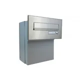 Letterbox24.de F-046 Edelstahl Mauerdurchwurf Briefkasten mit Klingel Tiefe 18-27 cm)