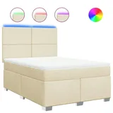 vidaXL Boxspringbett mit Matratze Creme 140x200 cm Stoff