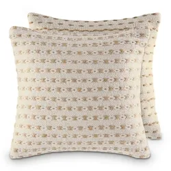 Amagohome Zierkissen 40x40cm Set 2 Dekokissen Sofakissen Baumwolle u. Jute natur