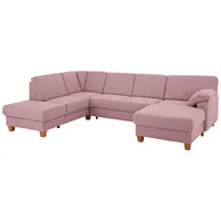 Wohnlandschaft HOME AFFAIRE "Belfort U-Form", rosa (altrosa), B:314cm H:88cm T:91cm, Luxus-Microfaser Vintageoptik(100% Polyester);Struktur fein ( 100% Polyester);Luxus-Microfaser ALTARA NUBUCK (100% Polyester), Sofas, Wohnlandschaft, mit Federkern, wahlweise mit Bettfunktion und Stauraum