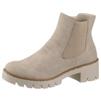 Rieker Damen Chelsea Boot Elastikeinsatz Stiefelette Profilsohle X5772, Größe:42 EU, Farbe:Beige - Beige