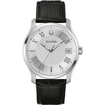 BULOVA Herren Analog Quarz Uhr mit Leder Armband 96B388