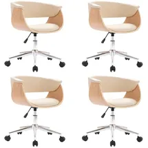 vidaXL Esszimmerstuhl drehbar Kunstleder creme 4er Set