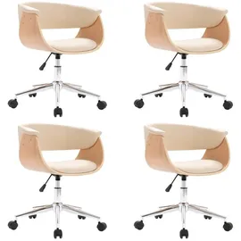 vidaXL Esszimmerstuhl drehbar Kunstleder creme 4er Set