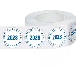 Dreifke® Prüfplakette 2028, weiß, Folie, m.Spezialkl., Oberflächenschutz, Ø25mm, 500 Stk.