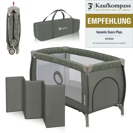 lionelo Sven Plus 4 in 1 Baby Bett Baby ab Geburt bis 15 kg Wickelauflage luftige Seitenwände mit Seiteneingang Tragetasche zusammenklappbar