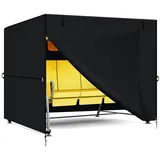 Hollywoodschaukel Abdeckung 2-3 Sitzer Schutzhülle, Gartenschaukel Schutzhülle Winddicht, Hollywood Swing Abdeckplane mit Kordelzug und Verstellbare Schnallen,420D Oxford-Stoff-215*125*170cm