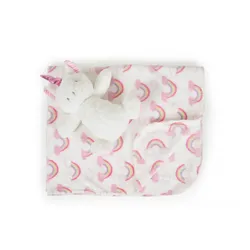 Cangaroo Babydecke 90 x 75 cm mit Plüschtier kuschelige Babydecke Krabbeldecke pink