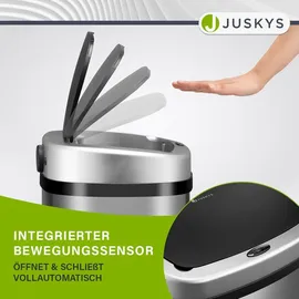 Juskys Automatik Mülleimer 70 l Silber