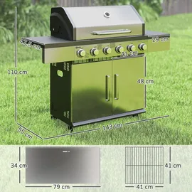 Outsunny Gasgrill 8500BTU Silber