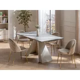 vente-unique Stuhl 6er-Set - Samt & Goldfarbenes Metall - Beige - MELBOURNE