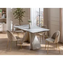 vente-unique Stuhl 6er-Set - Samt & Goldfarbenes Metall - Beige - MELBOURNE