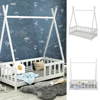 Vicco Kinderbett Tipibett Einzelbett Susanna Weiß 140 x 70 cm modern Kinderzimmer Bett Lattenrost Rausfallschutz