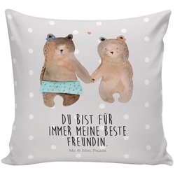 Mr. & Mrs. Panda Dekokissen Bär Freundin - Grau Pastell - Geschenk, Bär Freundin Beste Freund Lie grau